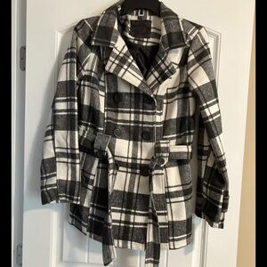 Jou Jou black and white plaid jacket.